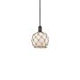 Innovations Lighting Farmhouse Rope 8" Wide Mini Pendant Matte Black / White Glass with Brown Rope