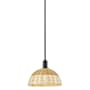 Innovations Lighting Natural Ballston Dome 12" Wide Pendant Matte Black / Natural