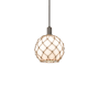 Innovations Lighting Farmhouse Rope 10" Wide Mini Pendant Oil Rubbed Bronze / White Glass with Brown Rope