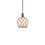 Innovations Lighting Farmhouse Rope 8" Wide Mini Pendant Oil Rubbed Bronze / White Glass with Brown Rope