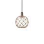 Innovations Lighting Farmhouse Rope 10" Wide Mini Pendant Oil Rubbed Bronze / Clear Glass with Brown Rope