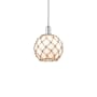 Innovations Lighting Farmhouse Rope 10" Wide Mini Pendant Polished Chrome / White Glass with Brown Rope