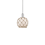 Innovations Lighting Farmhouse Rope 8" Wide Mini Pendant Polished Chrome / White Glass with Brown Rope