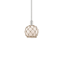Innovations Lighting Farmhouse Rope 8" Wide Mini Pendant Polished Nickel / White Glass with Brown Rope