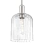 Innovations Lighting Bridal Veil 8" Wide Mini Pendant with Clear, Ribbed Glass Shade Polished Nickel