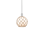 Innovations Lighting Farmhouse Rope 10" Wide Mini Pendant Brushed Satin Nickel / White Glass with Brown Rope