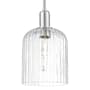 Innovations Lighting Bridal Veil 8" Wide Mini Pendant with Clear, Ribbed Glass Shade Brushed Satin Nickel