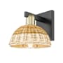 Innovations Lighting Natural Ballston Dome 12" Tall Wall Sconce Black Antique Brass / Natural