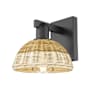 Innovations Lighting Natural Ballston Dome 12" Tall Wall Sconce Matte Black / Natural
