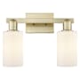 Innovations Lighting Clymer 2 Light 15" Wide Vanity Light Antique Brass / Matte White