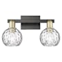 Innovations Lighting Athens Water Glass 2 Light 17" Wide Vanity Light Black Antique Brass / Clear Water Glass