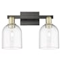 Innovations Lighting Bella 2 Light 17" Wide Vanity Light Black Antique Brass / Clear