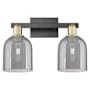 Innovations Lighting Bella 2 Light 17" Wide Vanity Light Black Antique Brass / Light Smoke