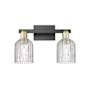 Innovations Lighting Bridal Veil 2 Light 16" Wide Vanity Light Black Antique Brass / Clear