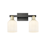 Innovations Lighting Bridal Veil 2 Light 16" Wide Vanity Light Black Antique Brass / Gloss White