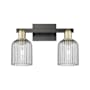 Innovations Lighting Bridal Veil 2 Light 16" Wide Vanity Light Black Antique Brass / Light Smoke