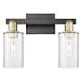 Innovations Lighting Clymer 2 Light 15" Wide Vanity Light Black Antique Brass / Clear
