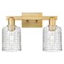 Innovations Lighting Cobbleskill 2 Light 16" Wide Vanity Light Brushed Brass / Clear Basket Weave