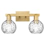 Innovations Lighting Athens Water Glass 2 Light 17" Wide Vanity Light Brushed Brass / Clear Water Glass