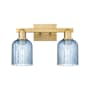 Innovations Lighting Bridal Veil 2 Light 16" Wide Vanity Light Brushed Brass / Blue