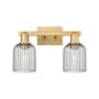 Innovations Lighting Bridal Veil 2 Light 16" Wide Vanity Light Brushed Brass / Light Smoke
