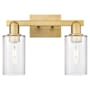 Innovations Lighting Clymer 2 Light 15" Wide Vanity Light Brushed Brass / Clear