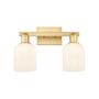 Innovations Lighting Bridal Veil 2 Light 16" Wide Vanity Light Satin Gold / Gloss White