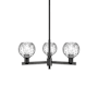 Innovations Lighting Athens Water Glass 3 Light 28" Wide Chandelier Matte Black / Clear Water Glass