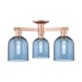 Innovations Lighting Bella 3 Light 23" Wide Semi-Flush Ceiling Fixture Antique Copper / Blue