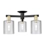 Innovations Lighting Cobbleskill 3 Light 23" Wide Semi-Flush Ceiling Fixture Black Antique Brass / Clear