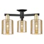 Innovations Lighting Cobbleskill 3 Light 23" Wide Semi-Flush Ceiling Fixture Black Antique Brass / Mercury