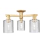 Innovations Lighting Cobbleskill 3 Light 23" Wide Semi-Flush Ceiling Fixture Brushed Brass / Clear