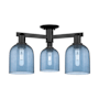 Innovations Lighting Bella 3 Light 23" Wide Semi-Flush Ceiling Fixture Matte Black / Blue