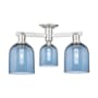 Innovations Lighting Bella 3 Light 23" Wide Semi-Flush Ceiling Fixture Brushed Satin Nickel / Blue