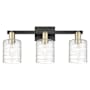 Innovations Lighting Cobbleskill 3 Light 24" Wide Vanity Light Black Antique Brass / Deco Swirl