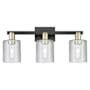 Innovations Lighting Cobbleskill 3 Light 24" Wide Vanity Light Black Antique Brass / Clear