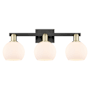 Innovations Lighting Athens 3 Light 25" Wide Vanity Light Black Antique Brass / Matte White