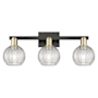 Innovations Lighting Athens 3 Light 25" Wide Vanity Light Black Antique Brass / Clear Basketweave
