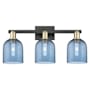 Innovations Lighting Bella 3 Light 25" Wide Vanity Light Black Antique Brass / Blue