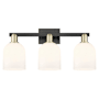 Innovations Lighting Bella 3 Light 25" Wide Vanity Light Black Antique Brass / White