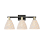 Innovations Lighting Natural Ballston Dome 3 Light 26" Wide Vanity Light Black Antique Brass / Natural
