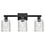 Innovations Lighting Cobbleskill 3 Light 24" Wide Vanity Light Matte Black / Clear Basket Weave
