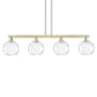 Innovations Lighting Athens Water Glass 4 Light 51" Wide Linear Pendant Antique Brass / Clear Water Glass