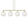 Innovations Lighting White Mouchette 4 Light 53" Wide Linear Pendant Antique Brass / White Mouchette
