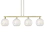 Innovations Lighting White Mouchette 4 Light 51" Wide Linear Pendant Antique Brass / White Mouchette