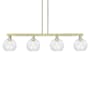 Innovations Lighting Athens 4 Light 53" Wide Linear Pendant Antique Brass / Clear