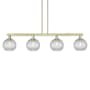 Innovations Lighting Athens 4 Light 51" Wide Linear Pendant Antique Brass / Clear Basketweave