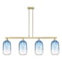 Innovations Lighting Brookhaven Cloche 4 Light 48" Wide Linear Pendant Antique Brass / Sapphire Blue