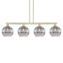 Innovations Lighting Rochester 4 Light 53" Wide Linear Pendant Antique Brass / Light Smoke
