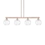 Innovations Lighting Athens Water Glass 4 Light 51" Wide Linear Pendant Antique Copper / Clear Water Glass